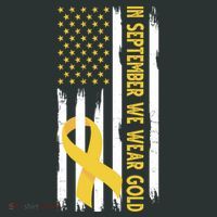 In September We Wear Gold Childhood Cancer Awareness Flag T-Shirt thumb 7