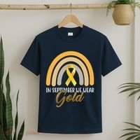 In September We Wear Gold Childhood Cancer Rainbow T-Shirt thumb 2