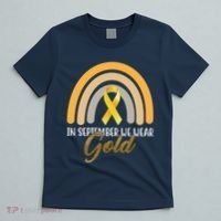 In September We Wear Gold Childhood Cancer Rainbow T-Shirt thumb 5