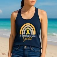In September We Wear Gold Childhood Cancer Rainbow Women's Tank Top thumb 2