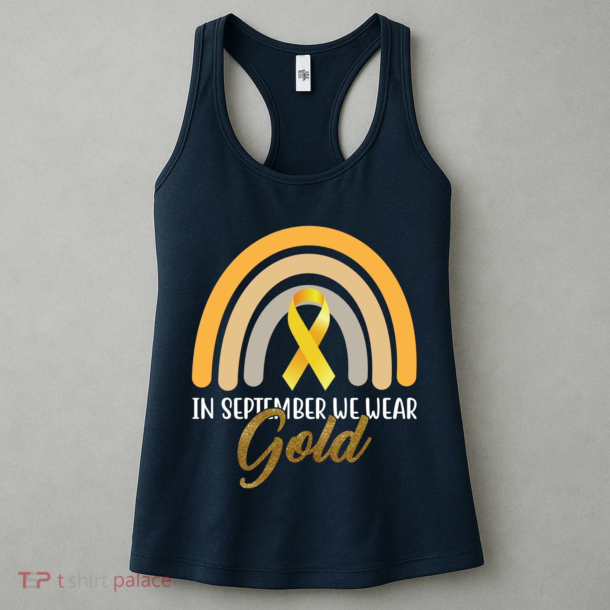 In September We Wear Gold Childhood Cancer Rainbow Women's Tank Top