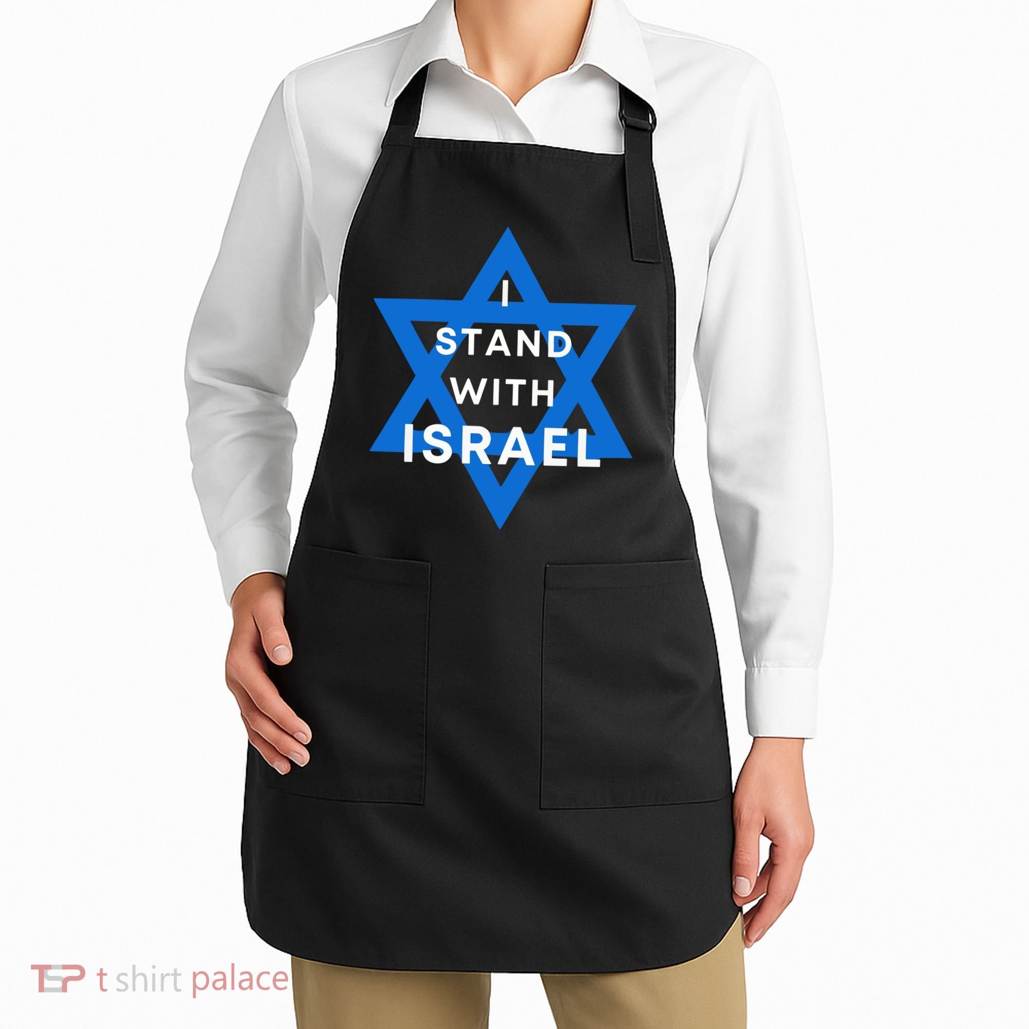 I Stand With Israel Support Black Apron
