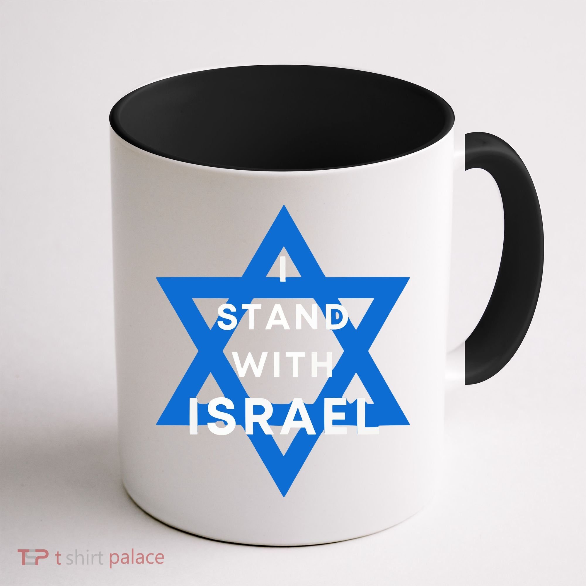 I Stand With Israel Support Black Coffee Mug