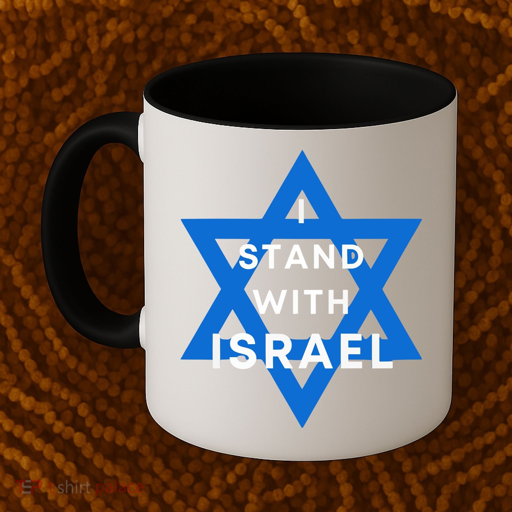 I Stand With Israel Support Black Coffee Mug