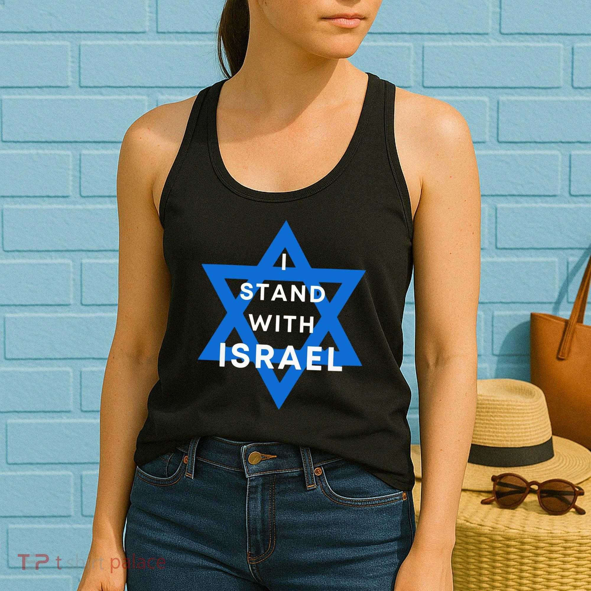 I Stand With Israel Support Black Women's Tank Top