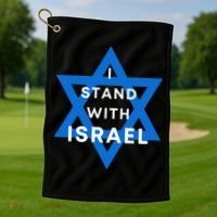 I Stand With Israel Support Black Golf Towel thumb 1