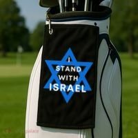 I Stand With Israel Support Black Golf Towel thumb 2