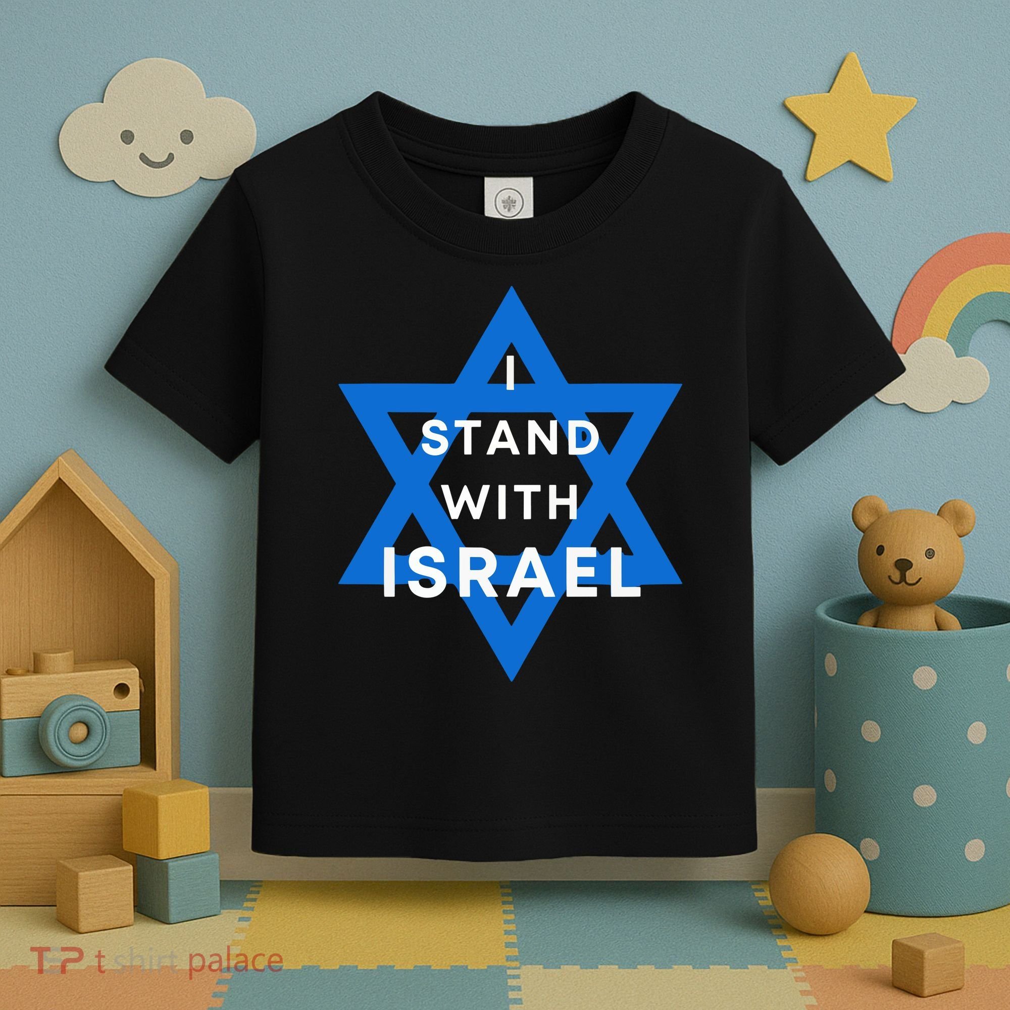I Stand With Israel Support Black Toddler T-Shirt