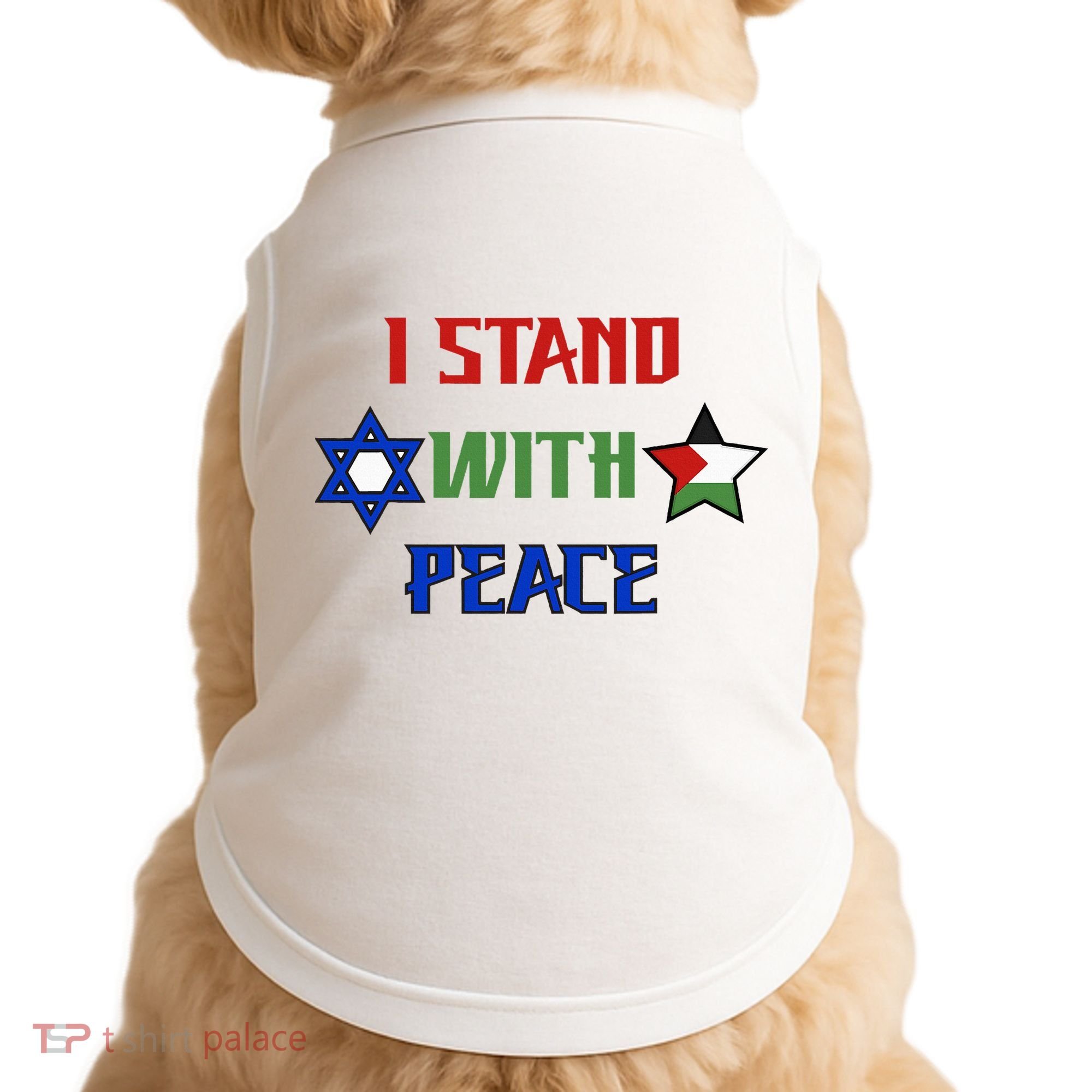i stand with peace palestine israel Doggie Tank