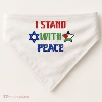 i stand with peace palestine israel USA-Made Doggie Bandana thumb 0