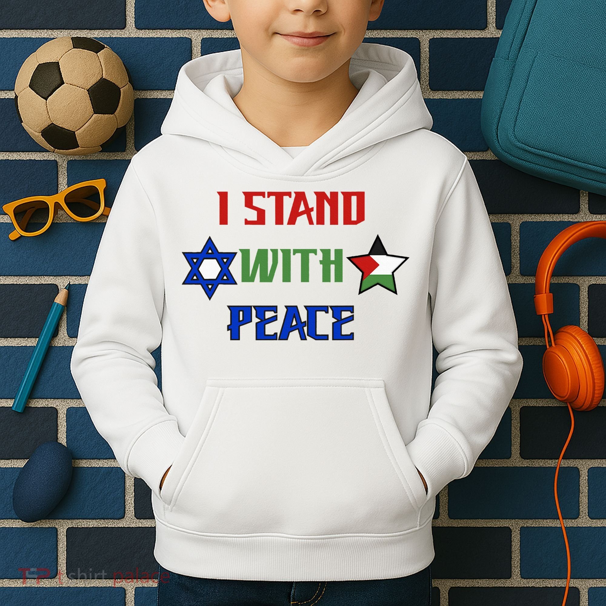 i stand with peace palestine israel Kids Hoodie