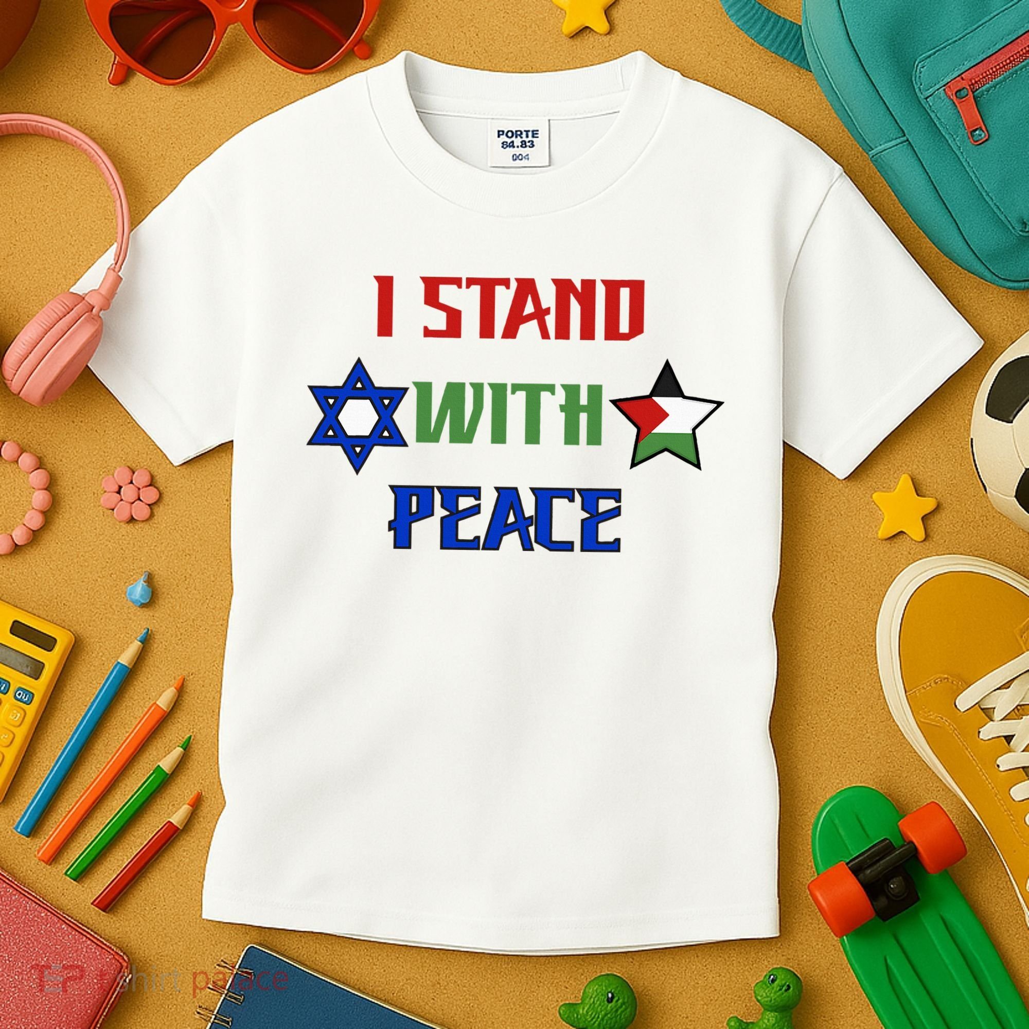 i stand with peace palestine israel Kids T-Shirt