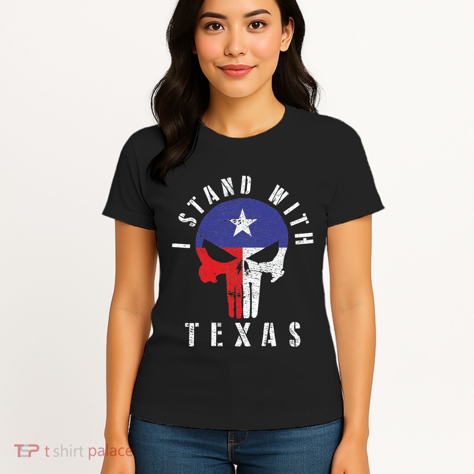 I Stand With Texas Flag Usa State Of Texas Women's T-Shirt