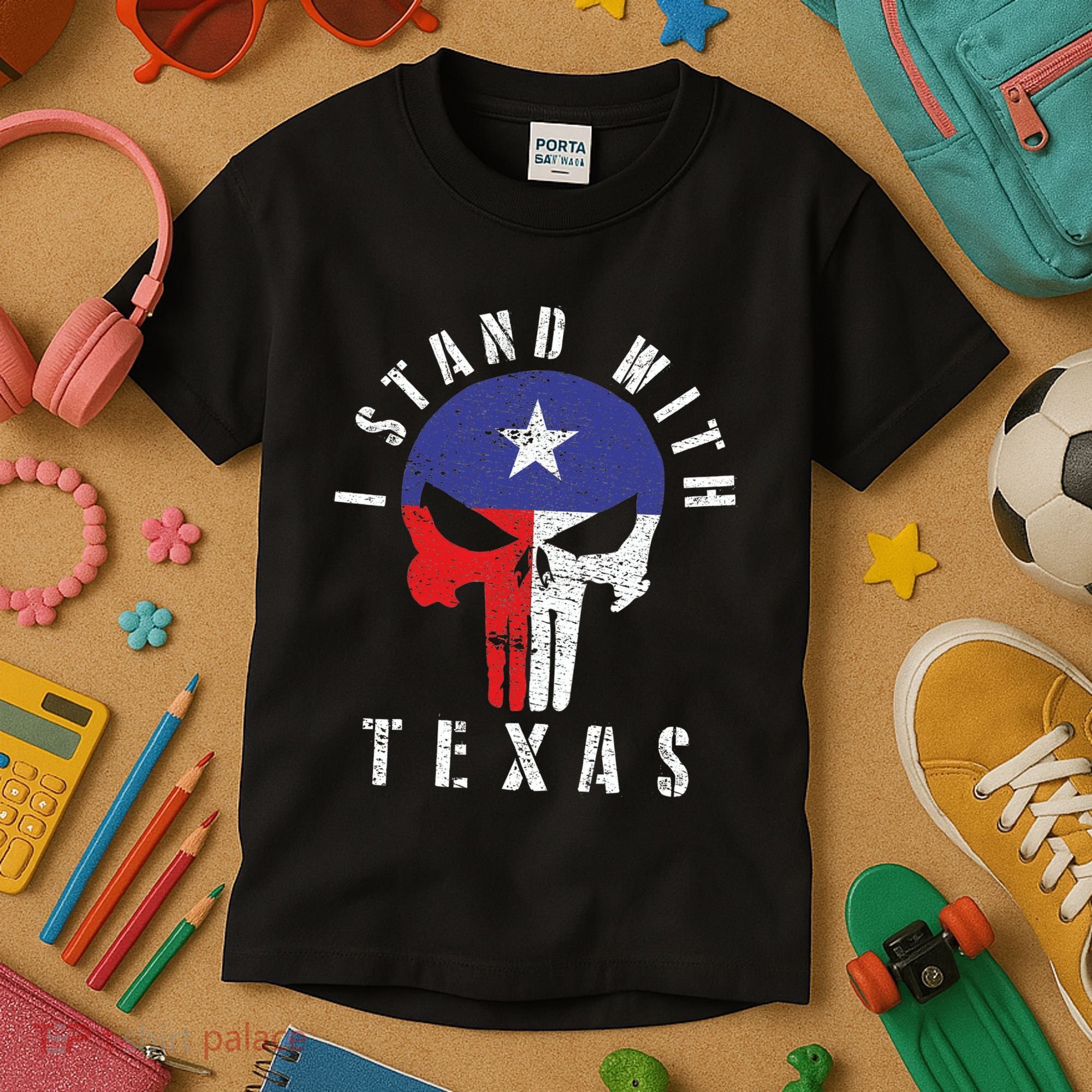I Stand With Texas Flag Usa State Of Texas Kids T-Shirt