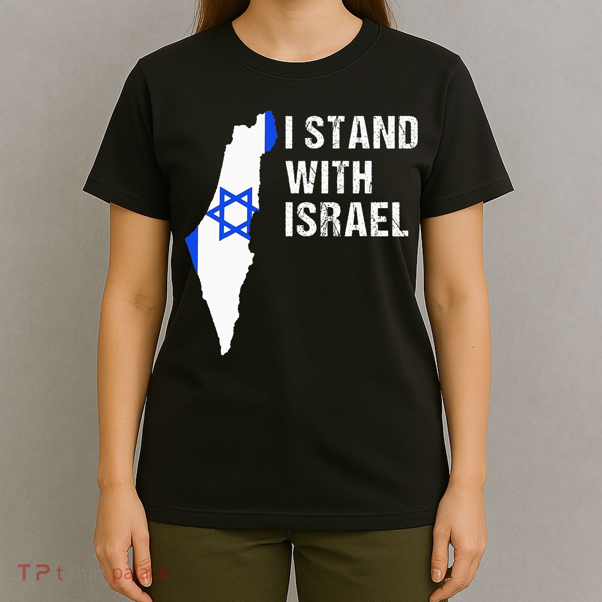 I Stand With Israel Jewish Gifts Heritage Israeli Flag T-Shirt
