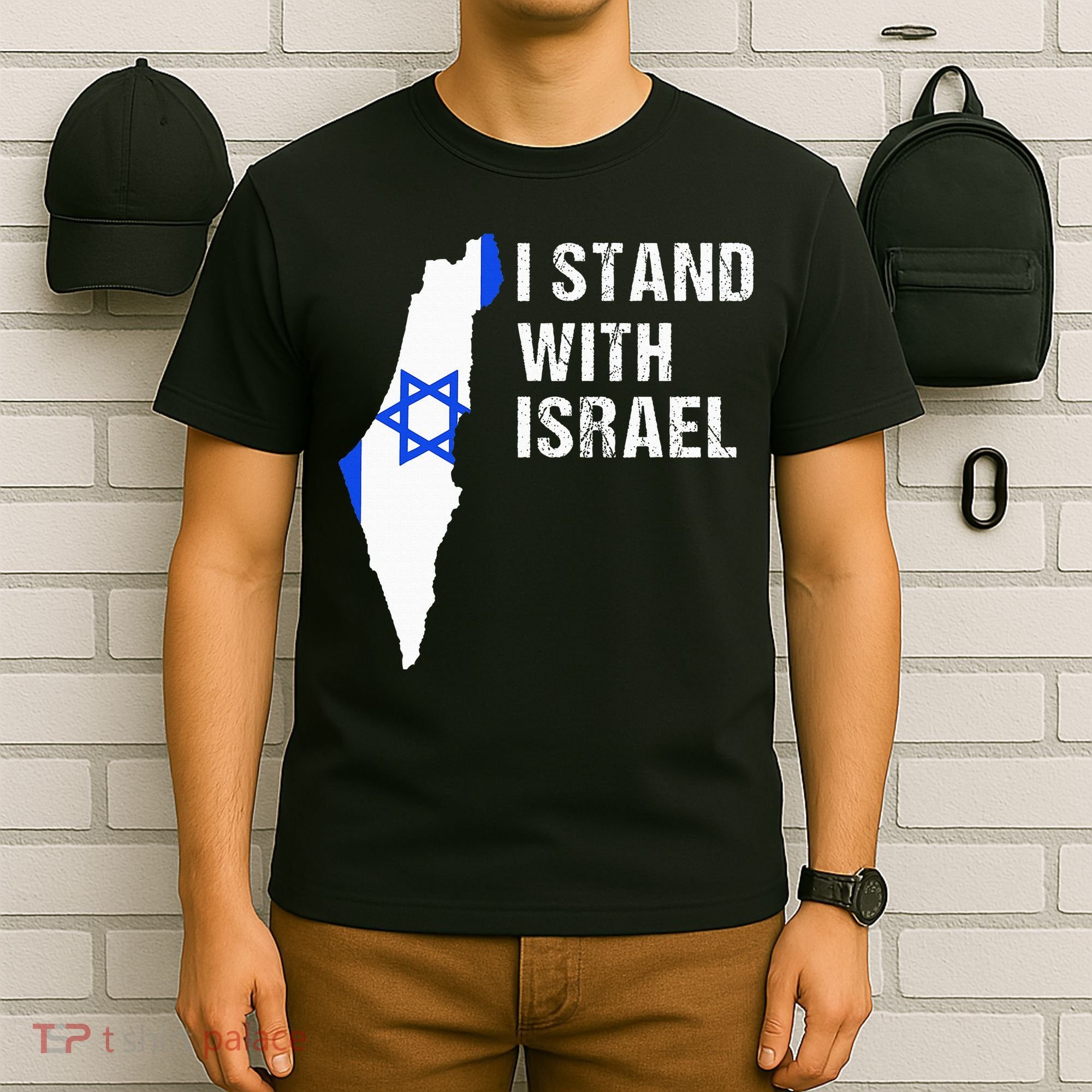 I Stand With Israel Jewish Gifts Heritage Israeli Flag T-Shirt