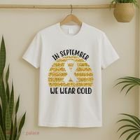 In September We Wear Gold Childhood Cancer Ribbon T-Shirt thumb 2