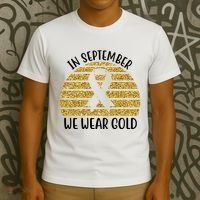 In September We Wear Gold Childhood Cancer Ribbon T-Shirt thumb 3