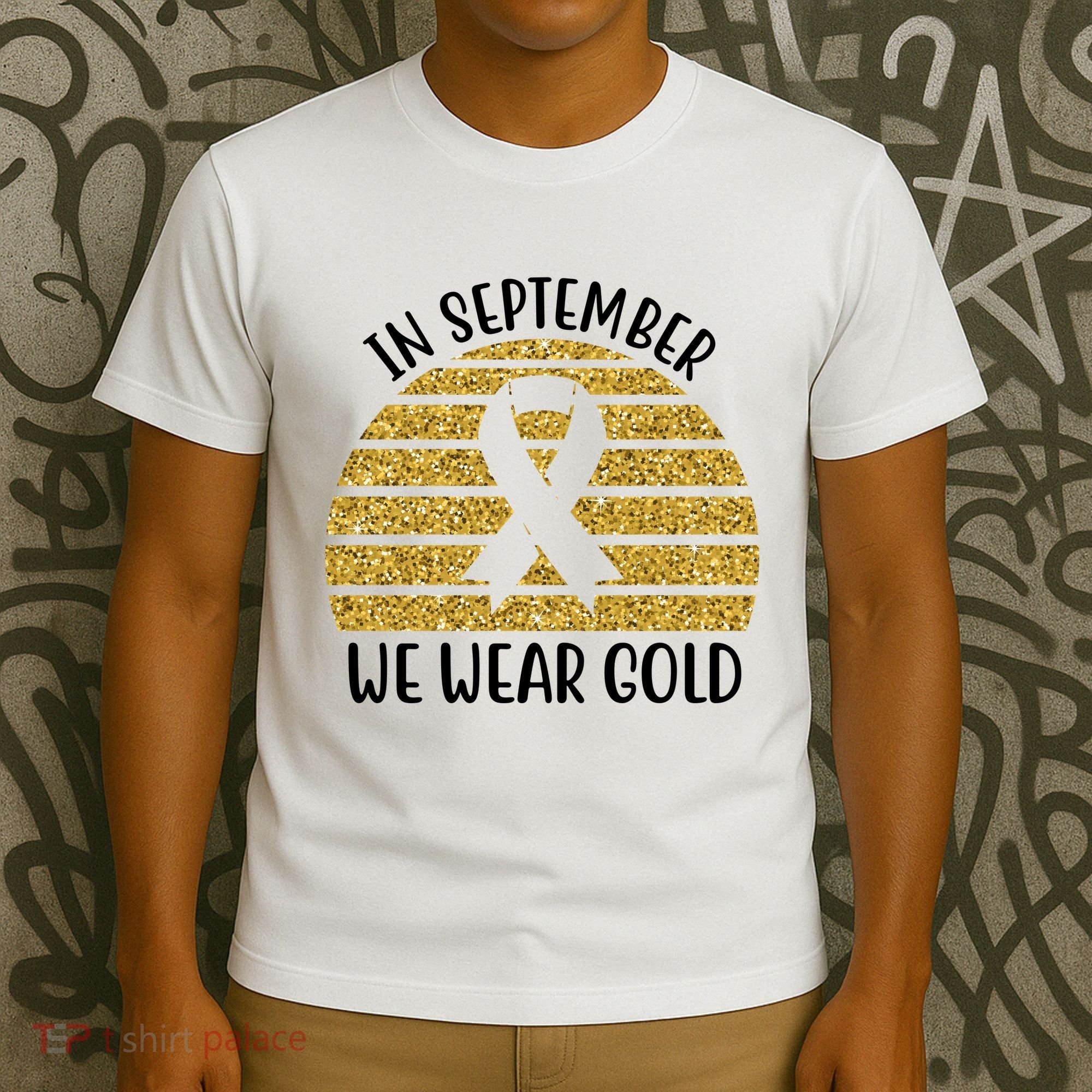 In September We Wear Gold Childhood Cancer Ribbon T-Shirt