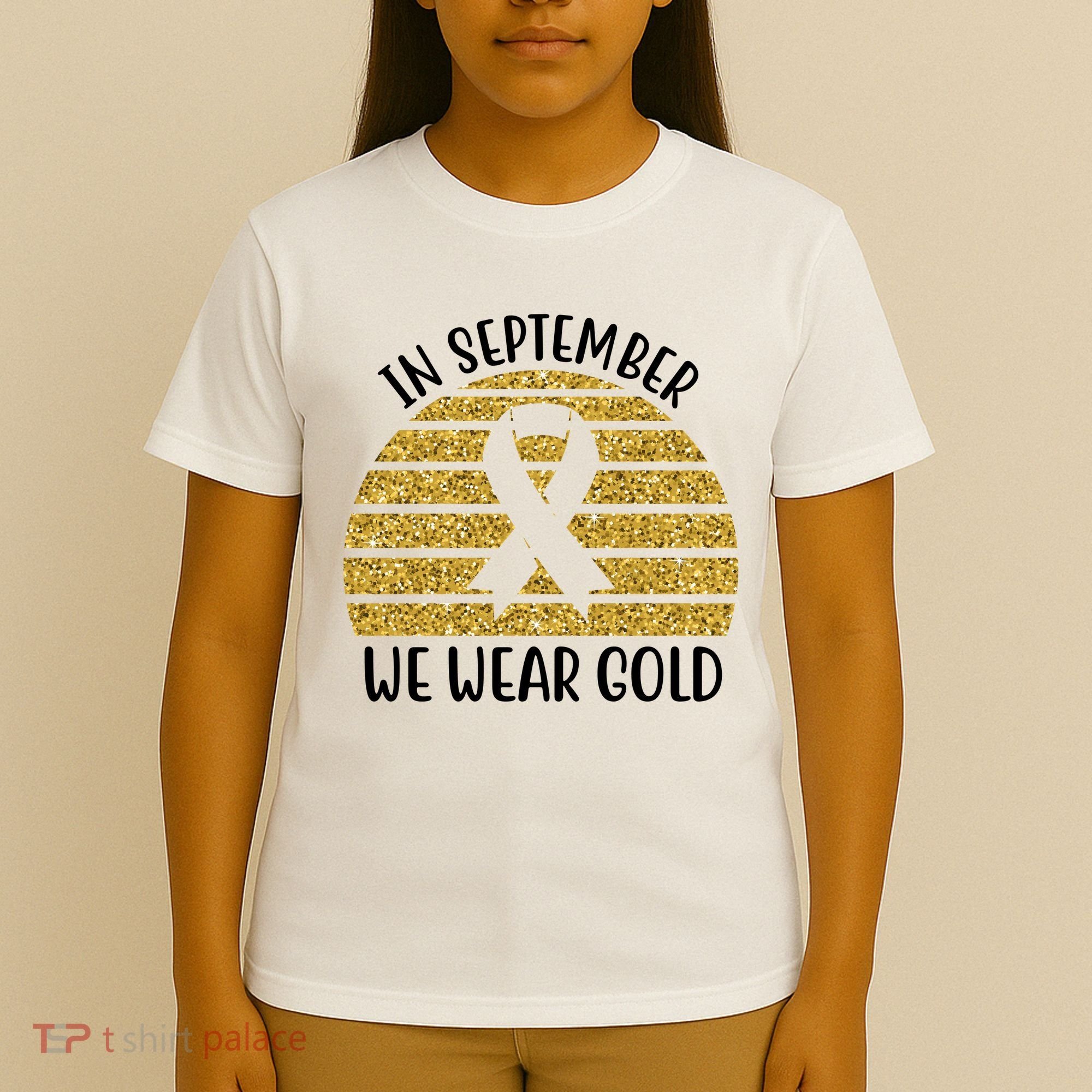 In September We Wear Gold Childhood Cancer Ribbon T-Shirt