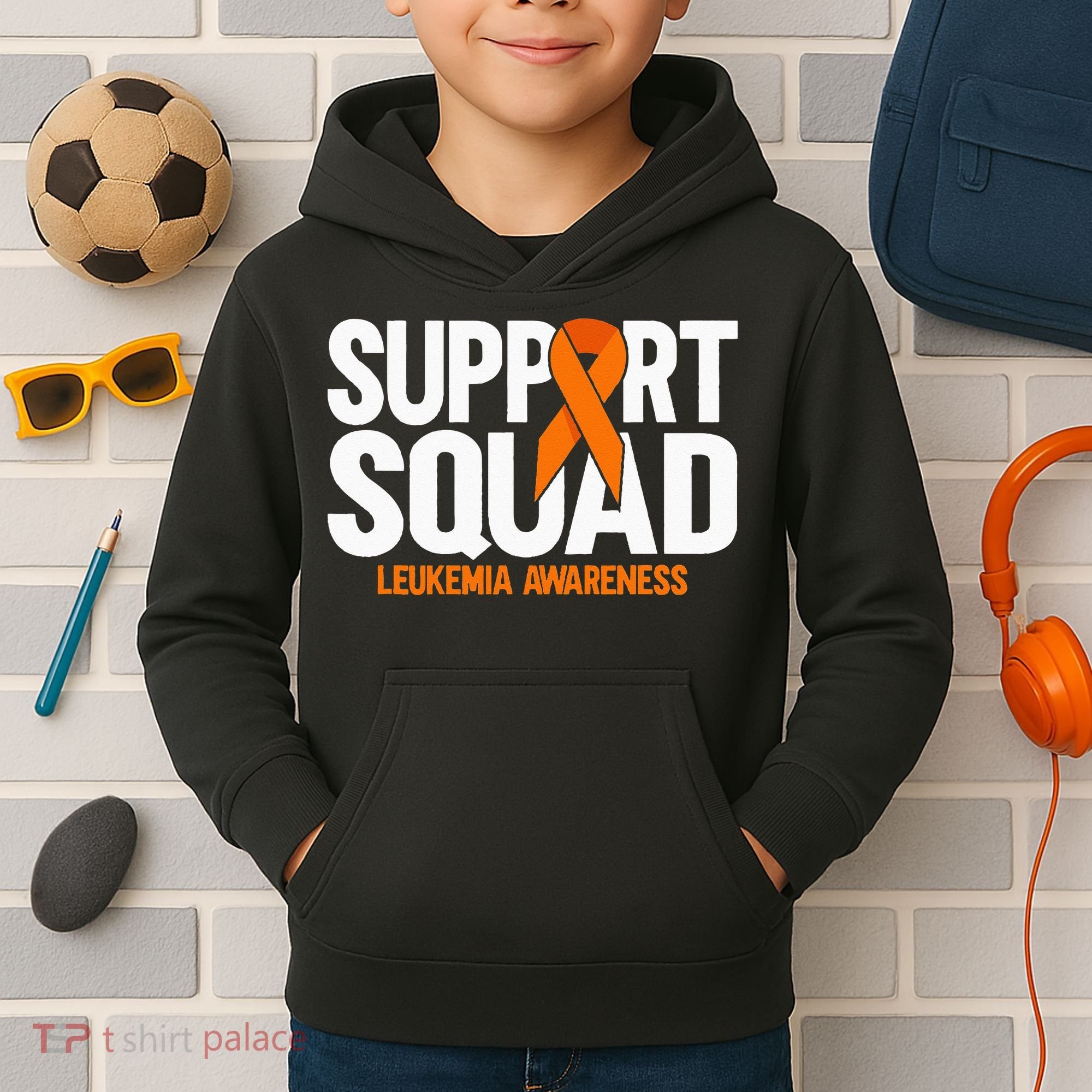 In September We Wear Orange Leukemia Awareness Kids Hoodie
