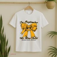 In September We Wear Gold For Childhood Cancer Awareness T-Shirt thumb 2