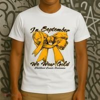 In September We Wear Gold For Childhood Cancer Awareness T-Shirt thumb 3