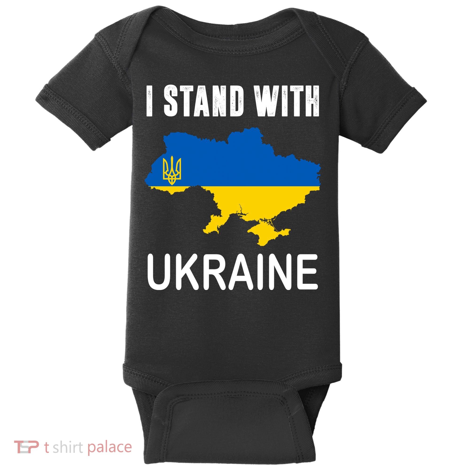 I Stand With Ukraine Map Baby Bodysuit