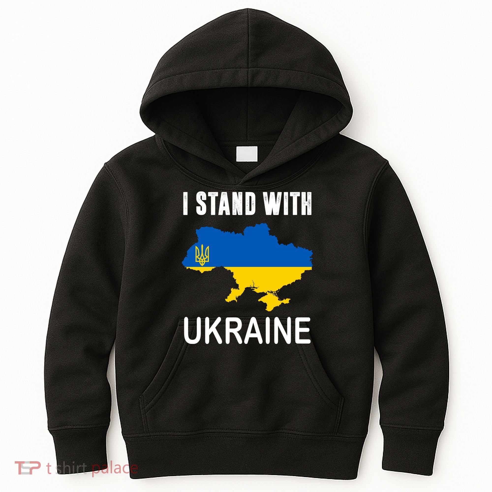 I Stand With Ukraine Map Kids Hoodie