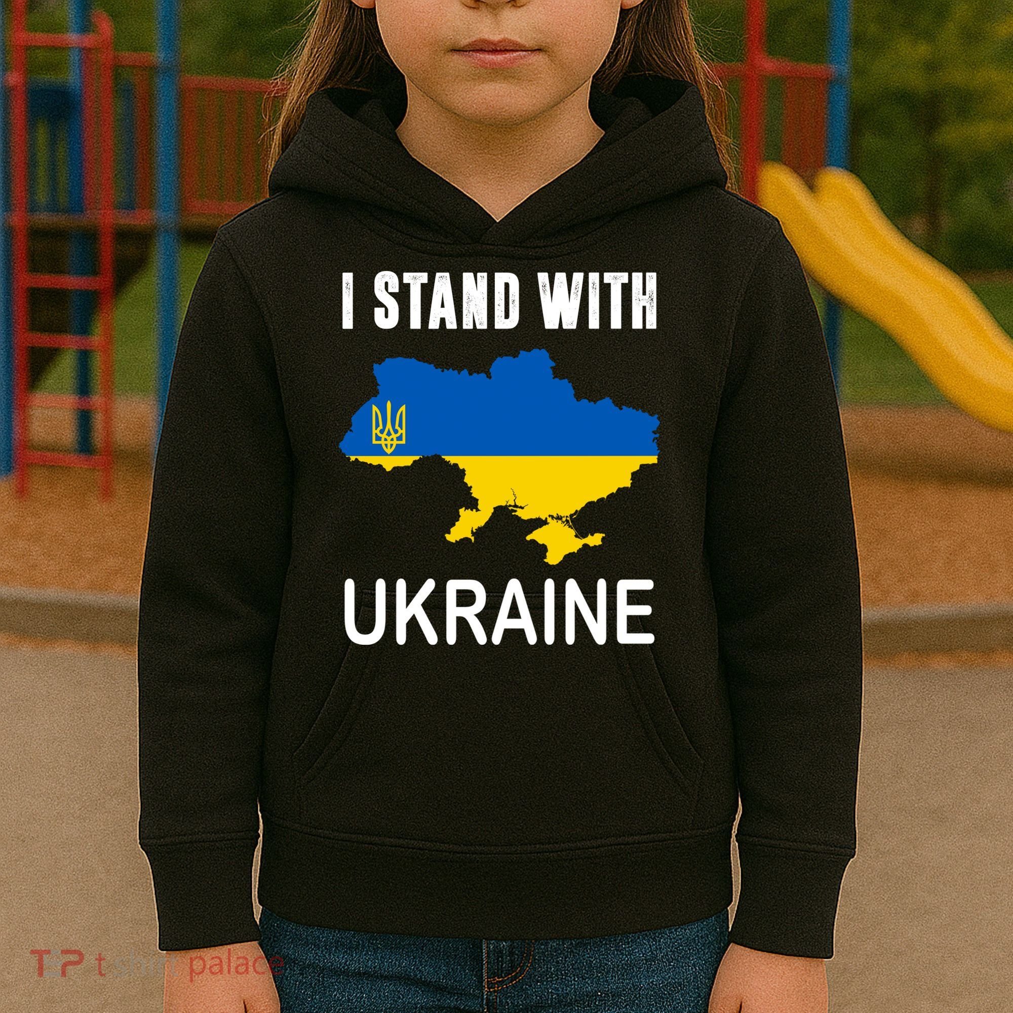 I Stand With Ukraine Map Kids Hoodie