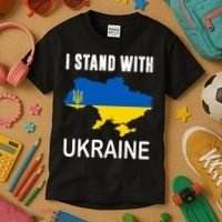 I Stand With Ukraine Map Kids T-Shirt thumb 3