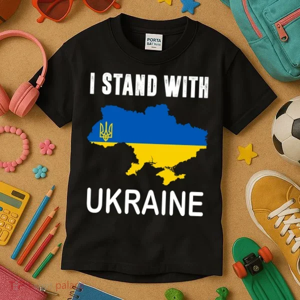 I Stand With Ukraine Map Kids T-Shirt