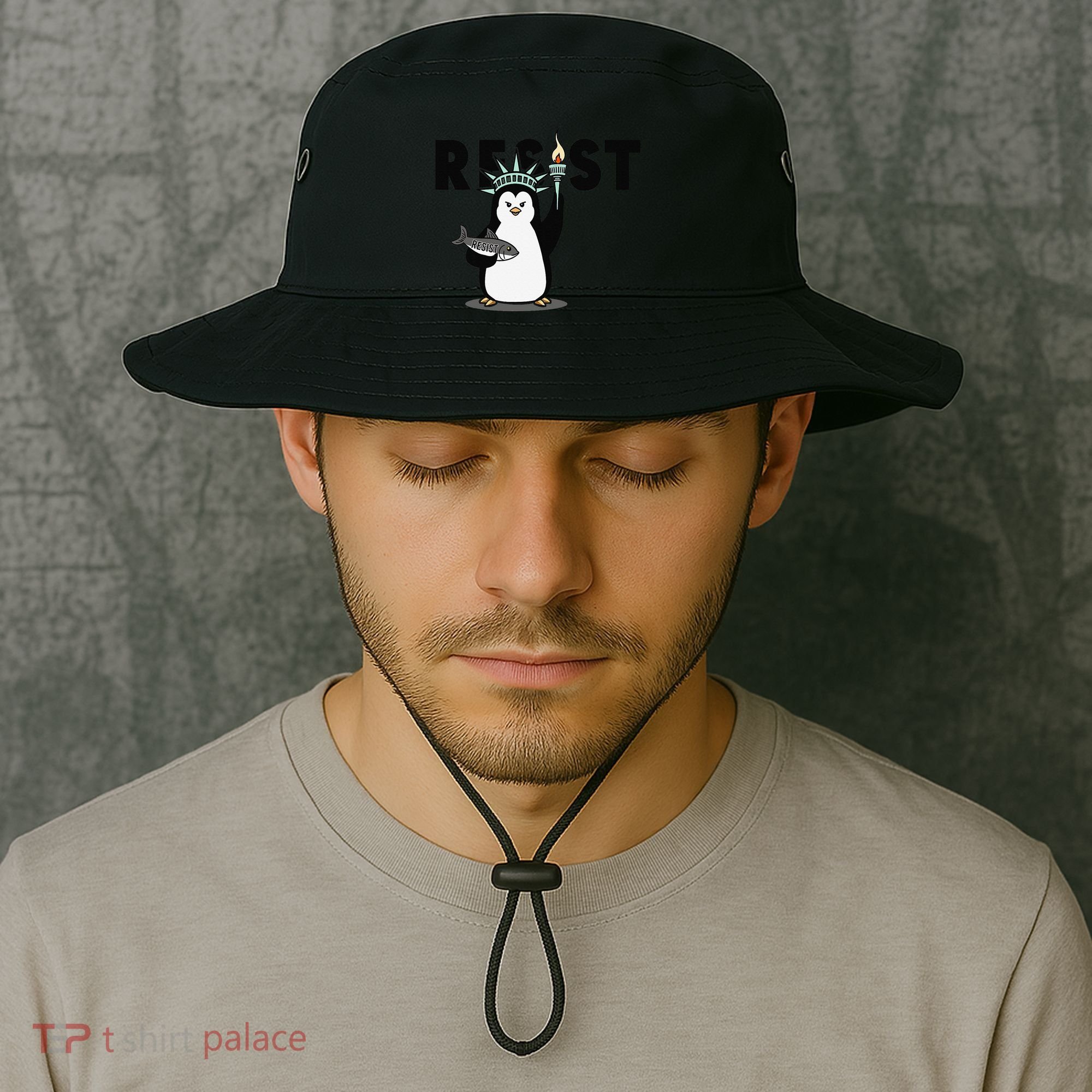 I Stand With The Penguins Resist Penguin Anti Trump Bucket Hat