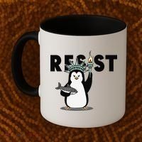 I Stand With The Penguins Resist Penguin Anti Trump Coffee Mug thumb 2