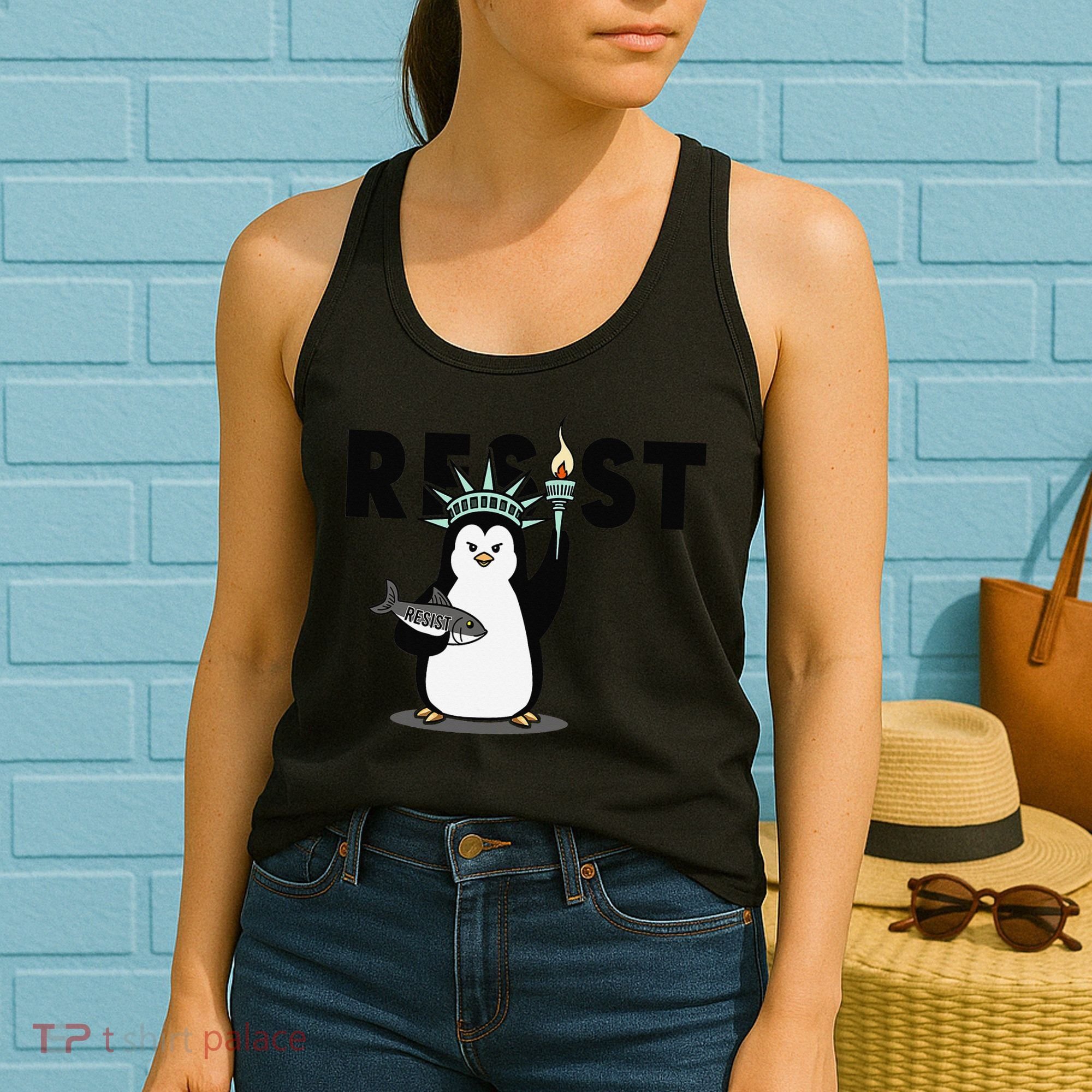 I Stand With The Penguins Resist Penguin Anti Trump Women's Tank Top