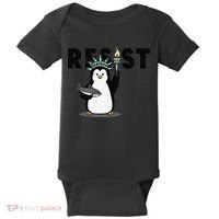 I Stand With The Penguins Resist Penguin Anti Trump Baby Bodysuit thumb 0