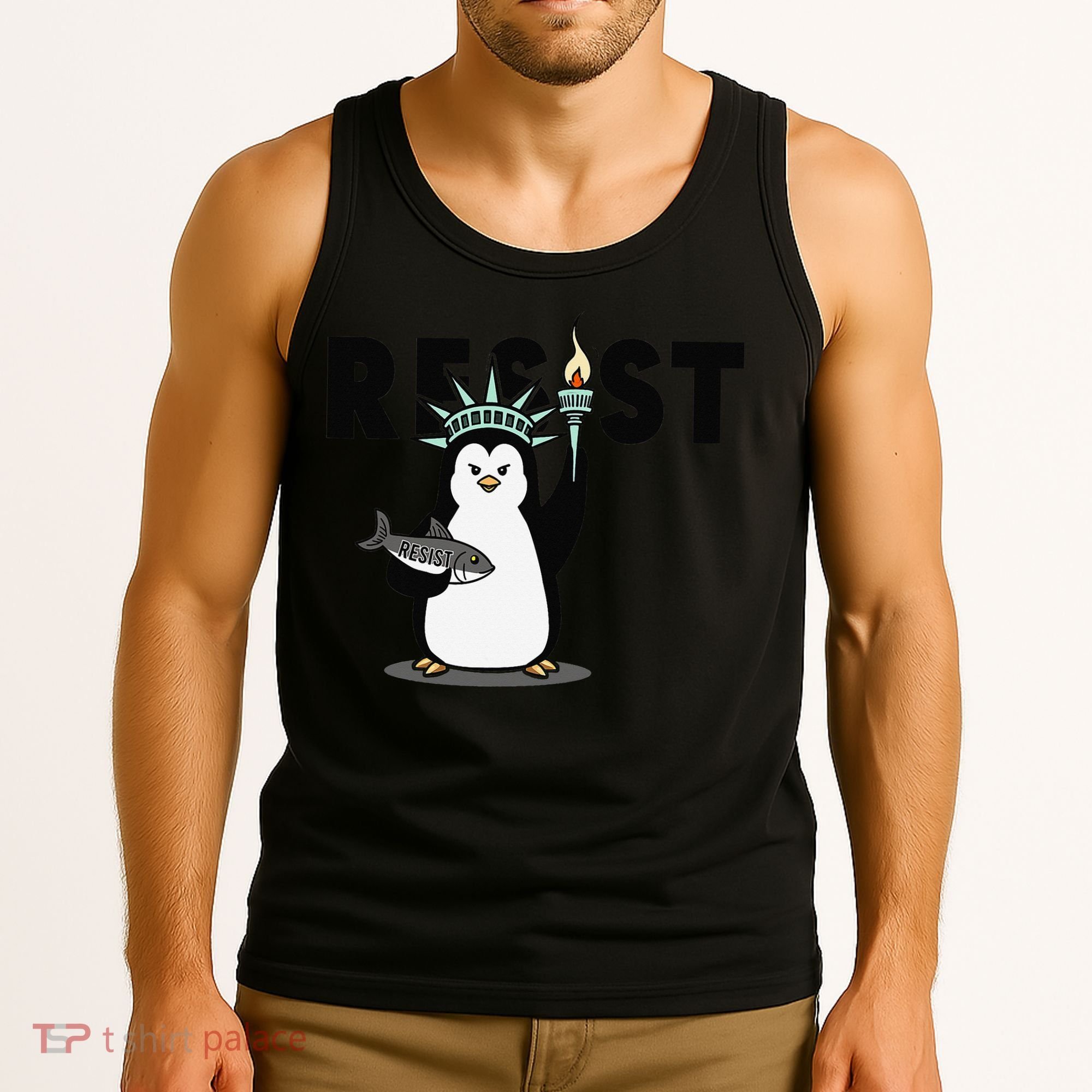 I Stand With The Penguins Resist Penguin Anti Trump Tank Top