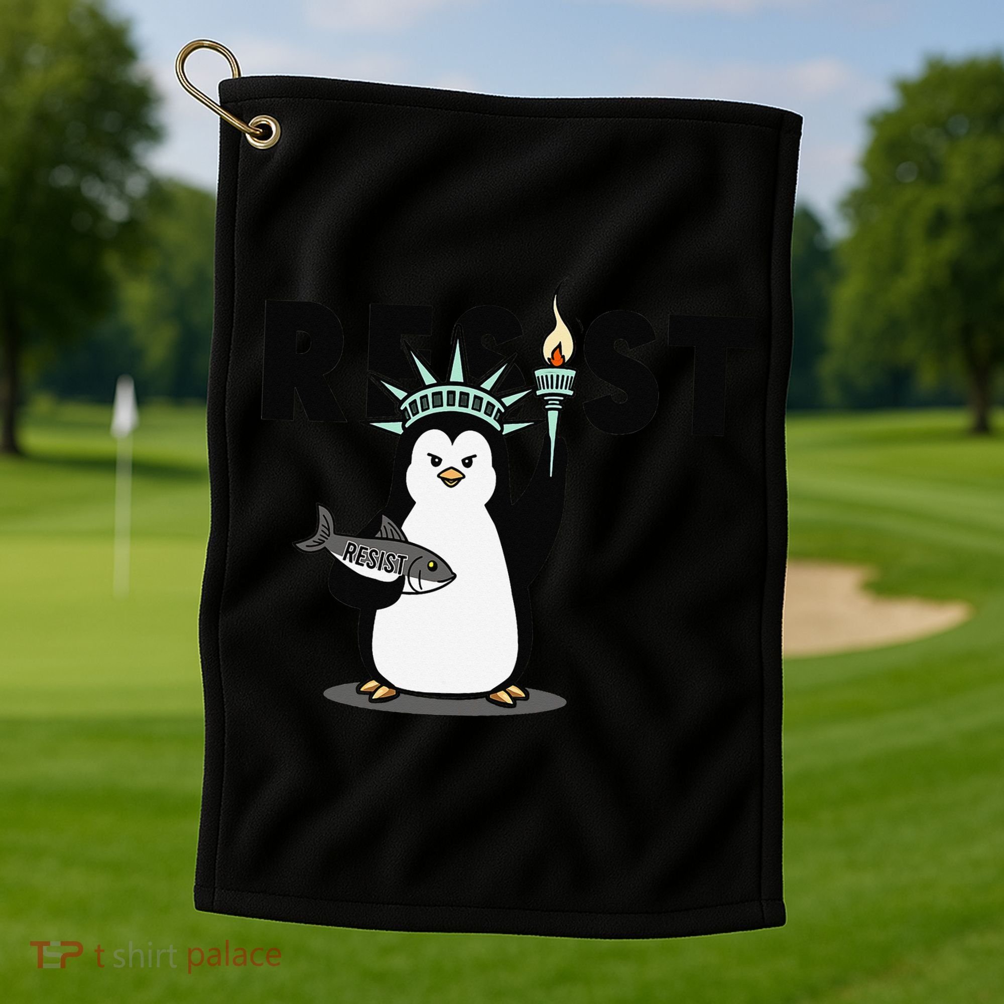 I Stand With The Penguins Resist Penguin Anti Trump Golf Towel