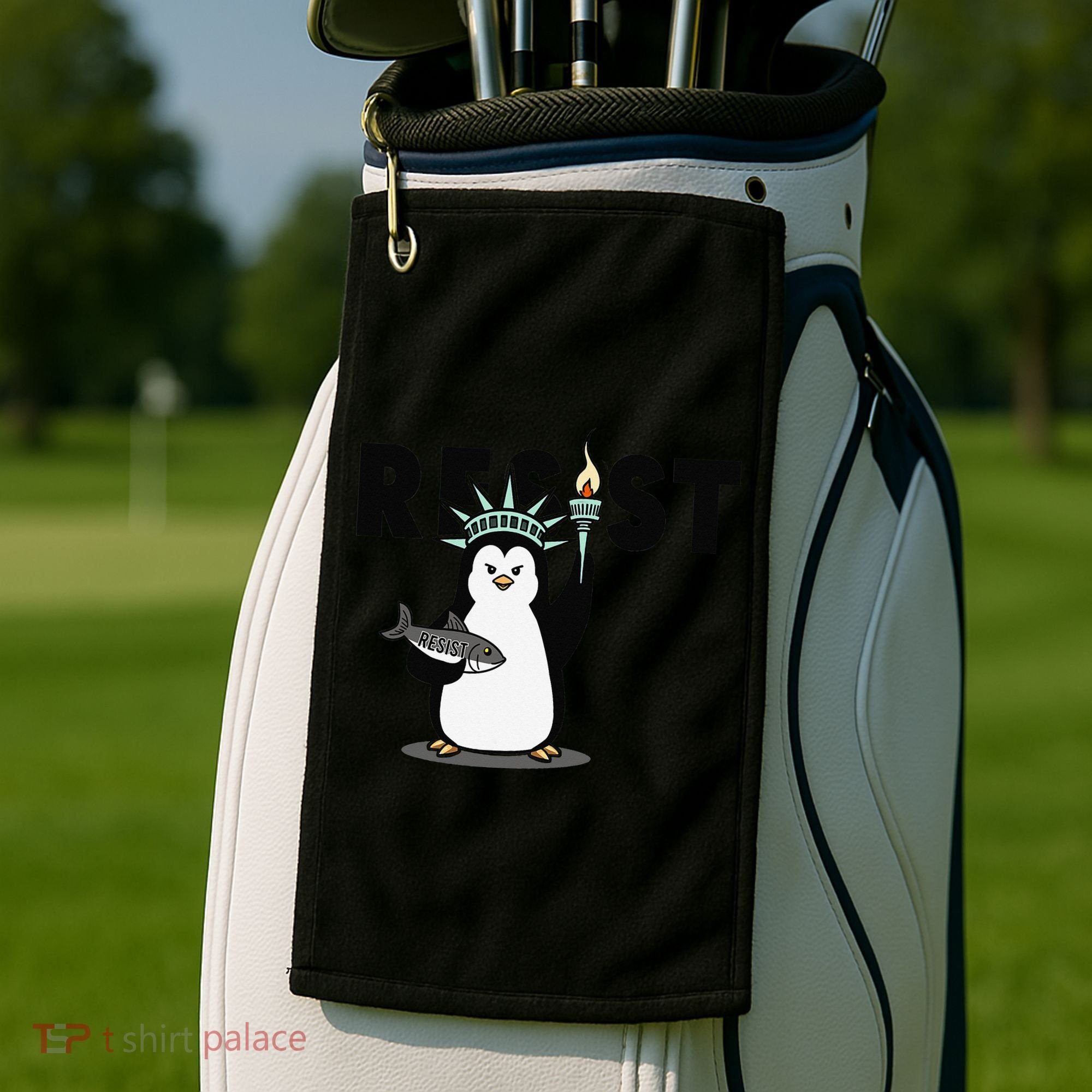 I Stand With The Penguins Resist Penguin Anti Trump Golf Towel
