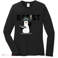 I Stand With The Penguins Resist Penguin Anti Trump Women's Long Sleeve Shirt thumb 0