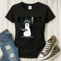 I Stand With The Penguins Resist Penguin Anti Trump Women's T-Shirt thumb 3