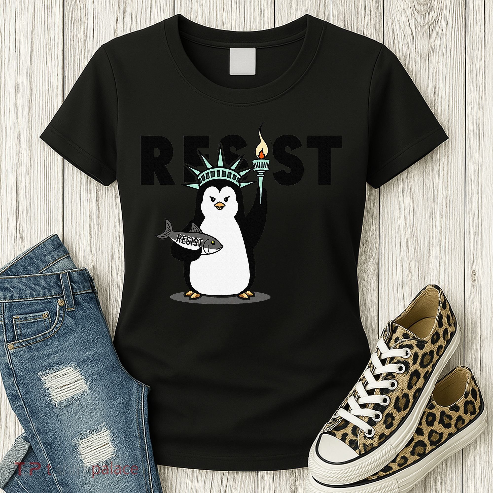 I Stand With The Penguins Resist Penguin Anti Trump Women's T-Shirt