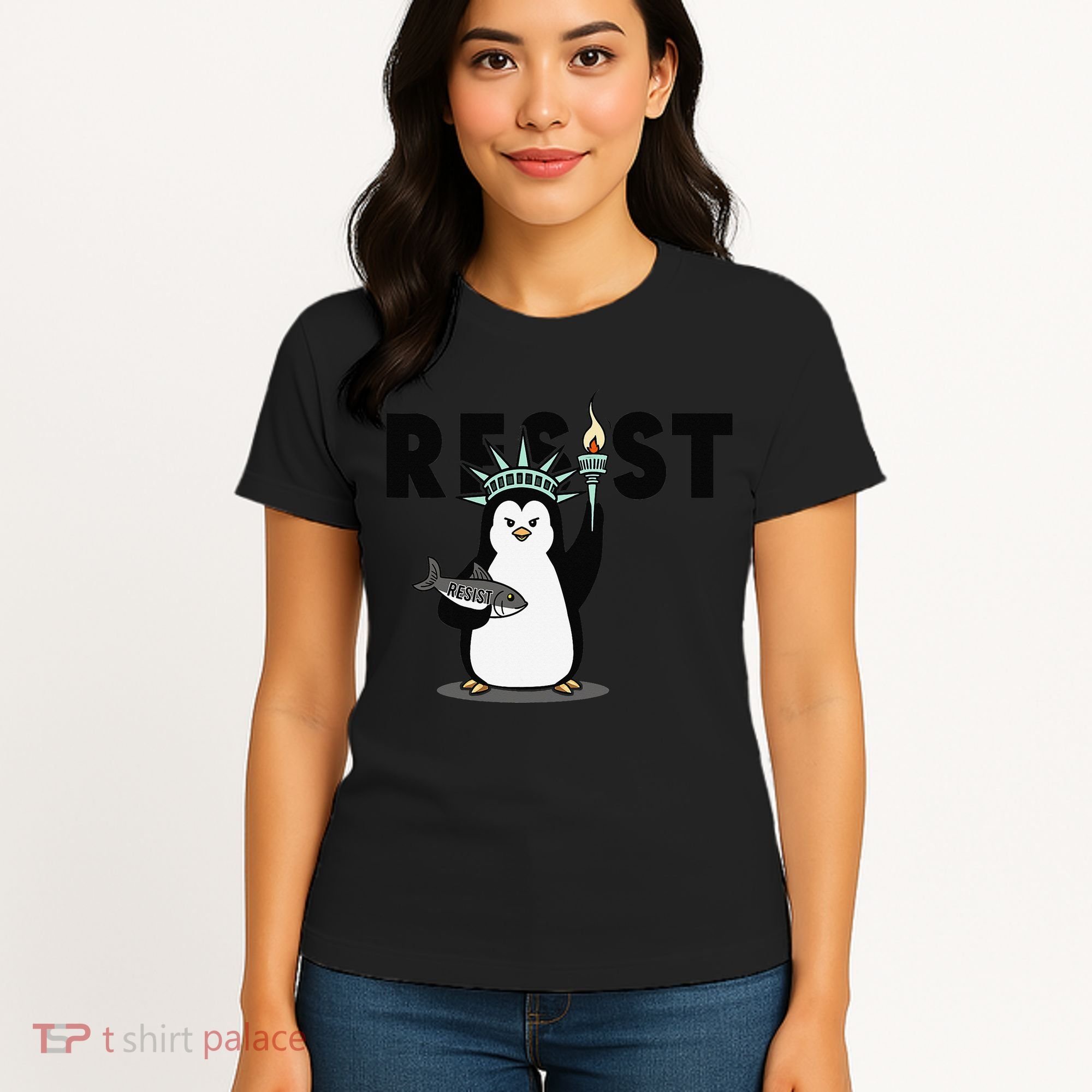 I Stand With The Penguins Resist Penguin Anti Trump Women's T-Shirt