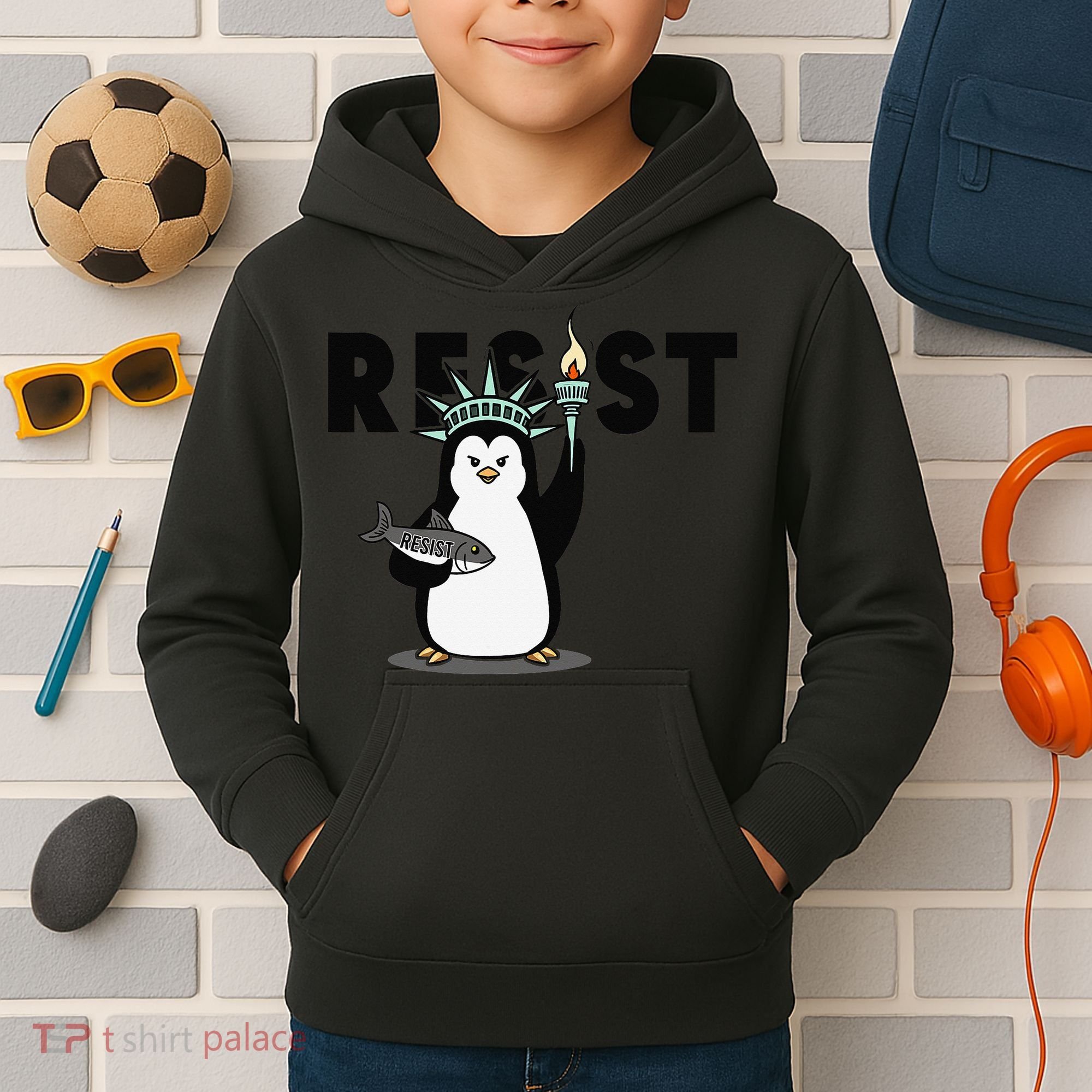 I Stand With The Penguins Resist Penguin Anti Trump Kids Hoodie