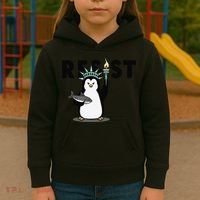 I Stand With The Penguins Resist Penguin Anti Trump Kids Hoodie thumb 3