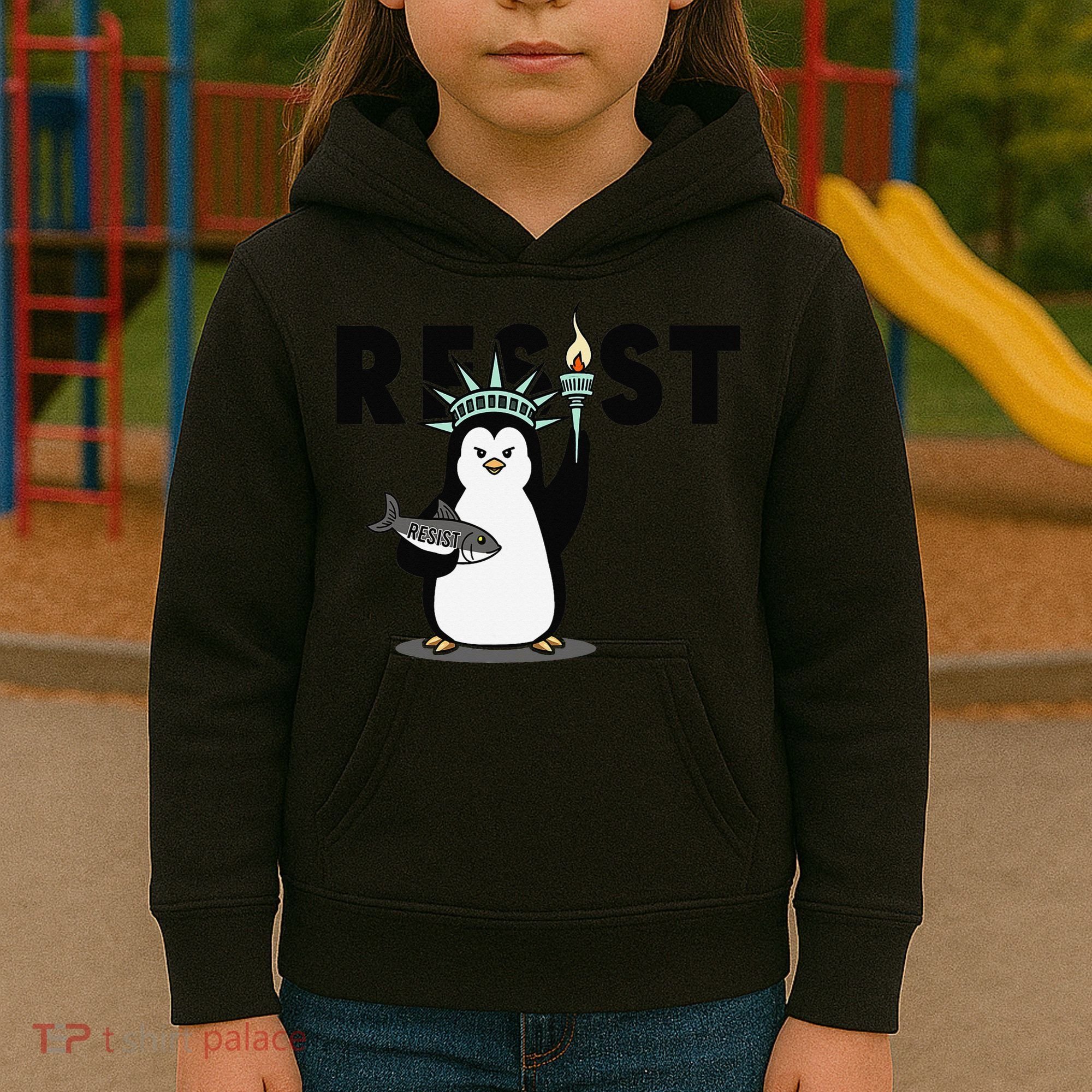 I Stand With The Penguins Resist Penguin Anti Trump Kids Hoodie