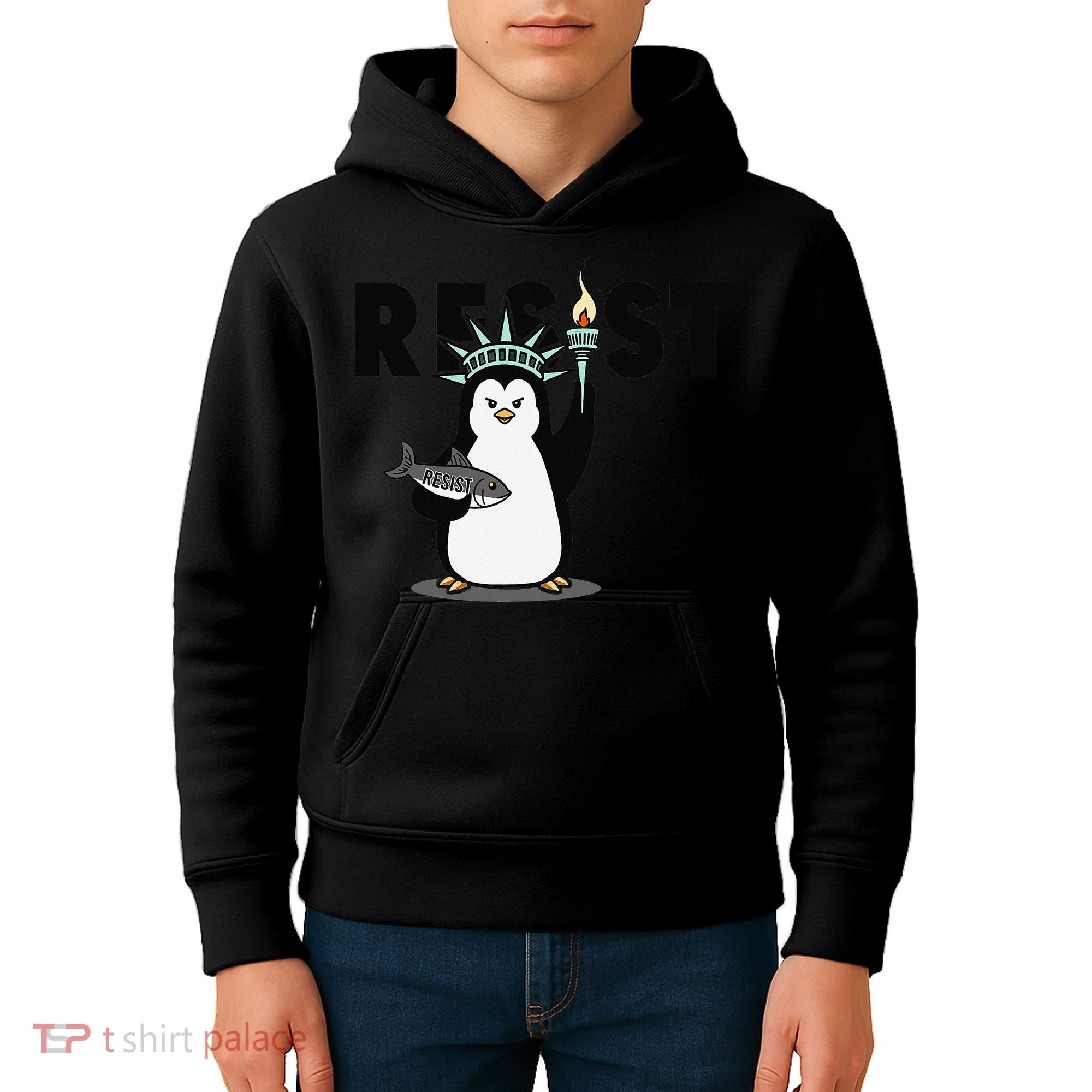 I Stand With The Penguins Resist Penguin Anti Trump Kids Hoodie