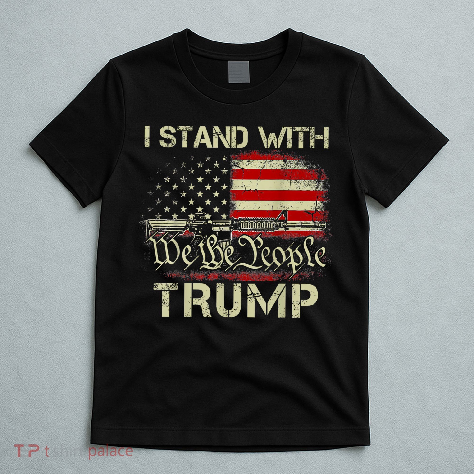 I Stand With Trump American Flag Men Woman USA Vintage T-Shirt