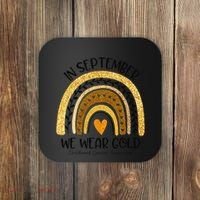 In September We Wear Gold Rainbow Childhood Cancer Awareness Gift Coaster thumb 0