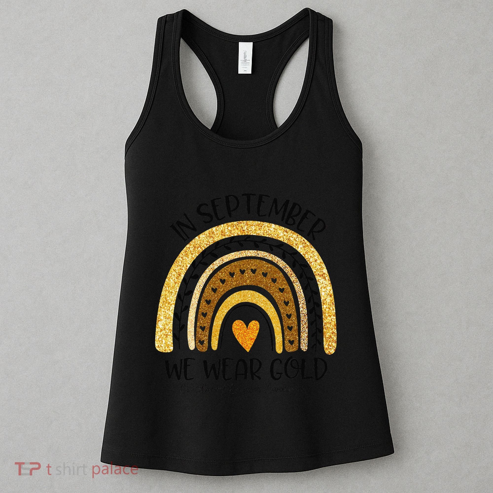 In September We Wear Gold Rainbow Childhood Cancer Awareness Gift Women's Tank Top